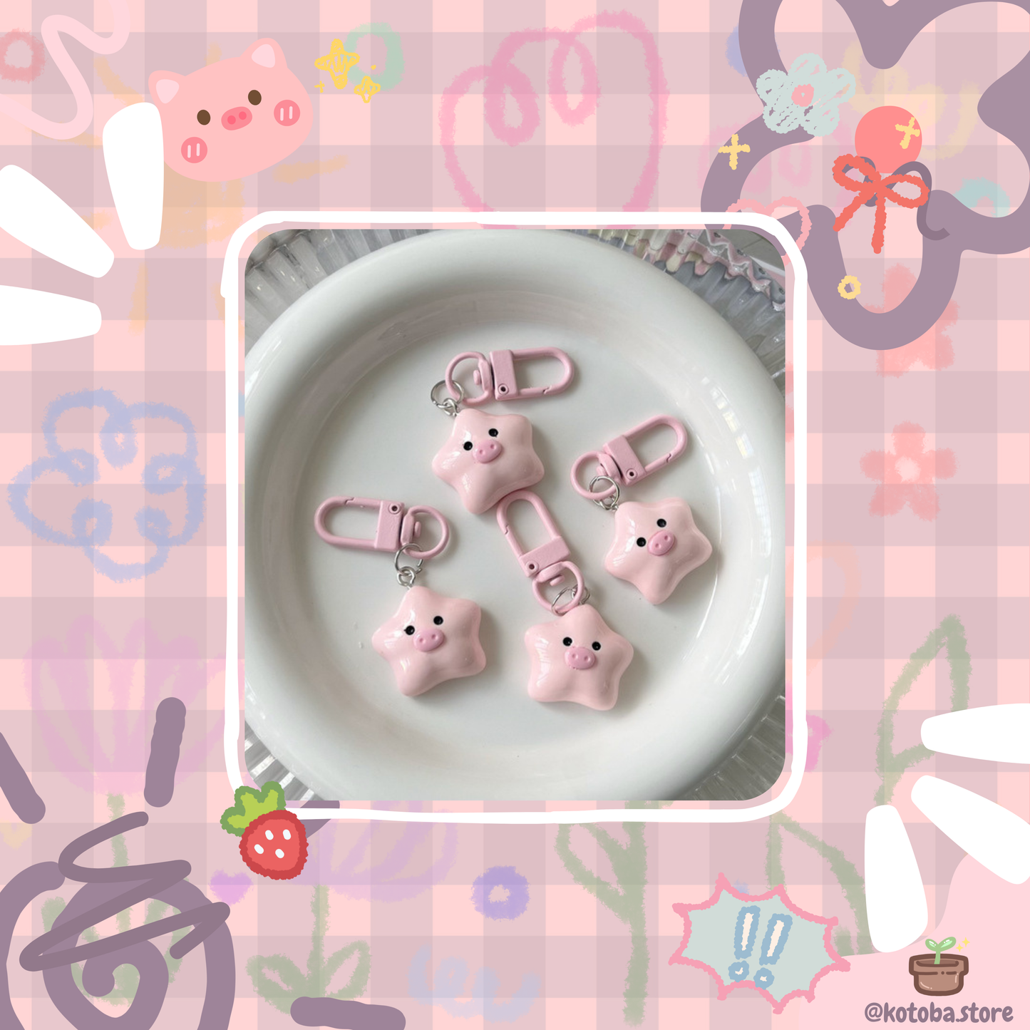 Cute Piggy Star Charm